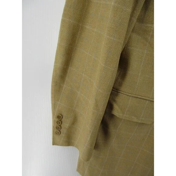 Canali Sport Coat 42 L Blazer Silk Wool Jacket Windowpane Tweed IT 52